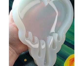 8" XL Dripping Heart Mold  Unique Handmade Glossy Mold | UV Epoxy, Jesmonite & Wax