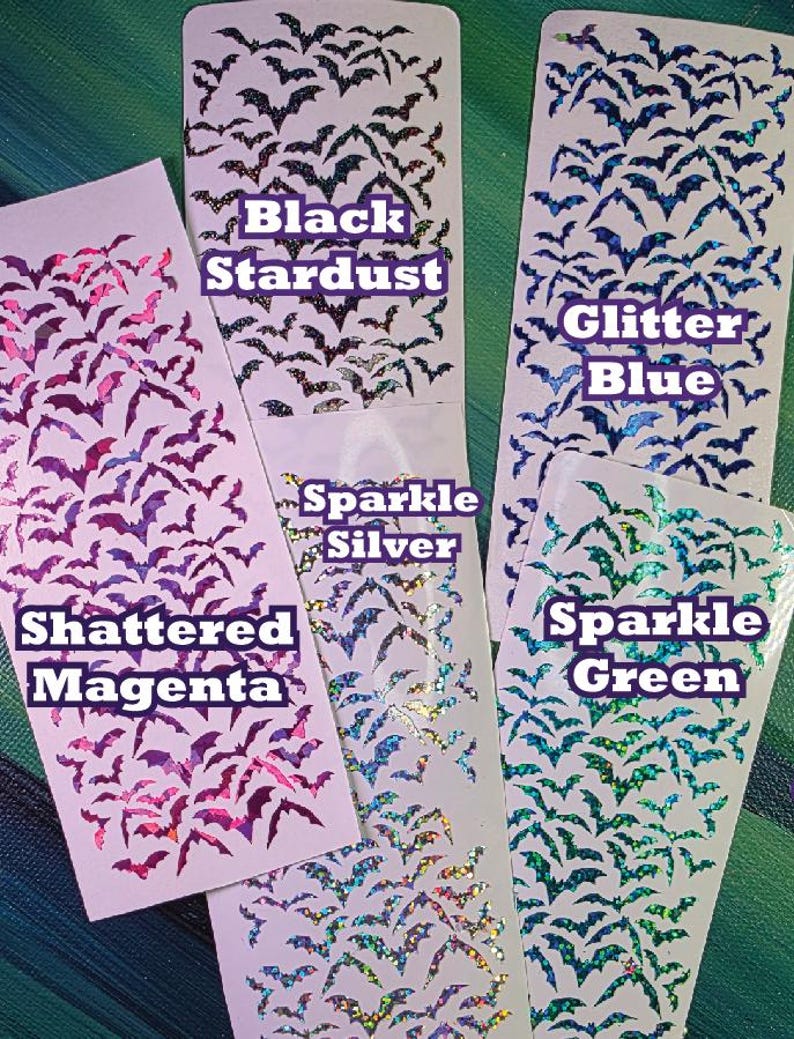 Planche d'autocollants chauves-souris miniatures en vinyle holographique • Décoration imperméable pour agenda, journal et scrapbooking image 3
