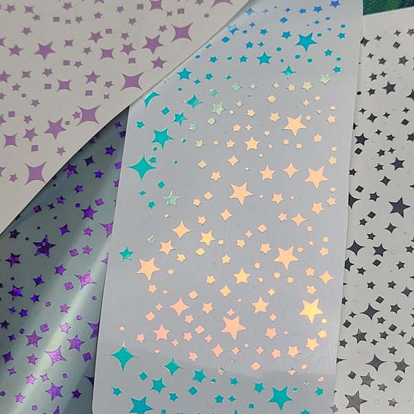 Tiny Sparkle Stickers Vinyl Star Waterproof tiny Stars Small Sheet Holographic Vinyl star iridescent stickers sparkle decal permanent vinyl