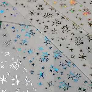 Stickers scintillants en aluminium • Feuilles transparentes holographiques pailletées • Stickers pour agenda, journaux et albums de photos en vinyle