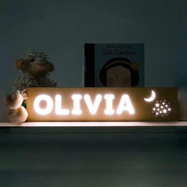 Custom Gravur Baby Kinderzimmer Schlafzimmer Deko Sterne - Personalisiertes Baby Nachtlicht LED Boho Holzlampe - Babyparty Geschenk Geburt