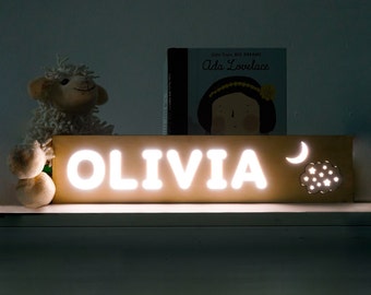 Custom Gravur Baby Kinderzimmer Schlafzimmer Deko Sterne - Personalisiertes Baby Nachtlicht LED Boho Holzlampe - Babyparty Geschenk Geburt