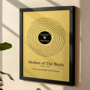 Personalized Foil Song Lyrics Print - Wedding Gift for Mom - Mothers Day Gift from Daughter Son Kids - Custom Mother of the Bride Keepsake