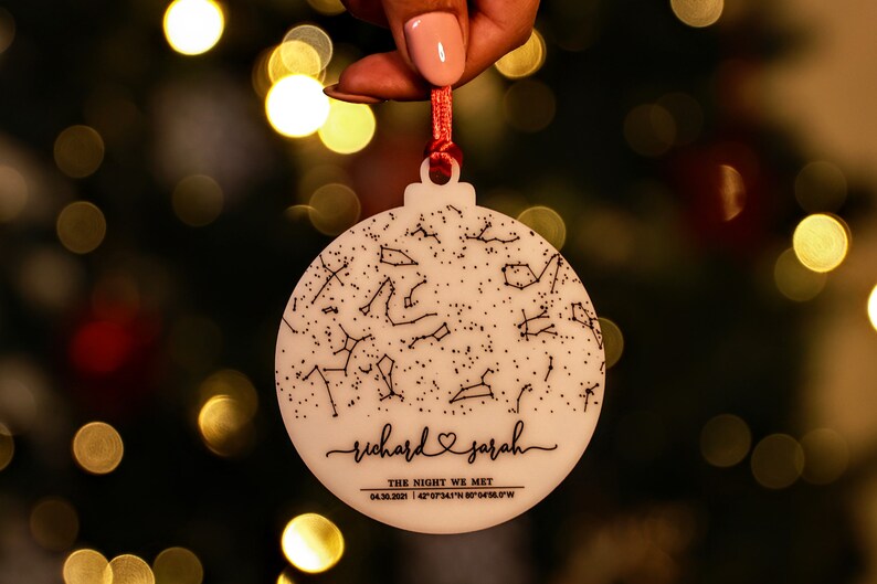 Custom Constellation Star Map Ornament Personalized Anniversary Couple
