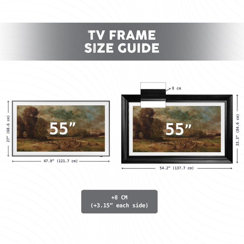 Gold Gilded Striped TV Frame, TCL NXTFrame, Decorative Frame, Samsung Frame Tv Bezel, Frame for Tv, Customizable TV Frame image 6