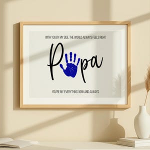 Personalized Papa Handprint Wall Art – Custom DIY Father’s Day Gift from Kids – Unique Wall Decor for Papa Birthday, Xmas - Gift for Papa