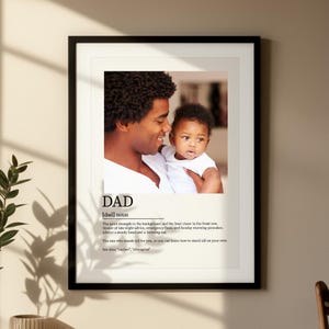 Custom Dad Definition Print - Personalized Father Gift with Photo - Unique Father’s Day, Birthday, Christmas Gift for Dad Wall Decor Frame