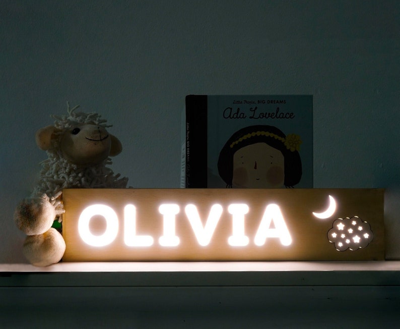 Night Light with Stars & Moon - Custom Baby/Toddler Night Lamp - Personalized Baby Gift - Nursery Light with Name - Baby Room Decor Ideas - Christmas- Gift for Mom - Gift for Dad - gift for wife - gift for husband  - gift for kids - unique birthday
