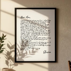 Carta personalizada escrita a mano enmarcada - Regalos sentimentales para mamá - Regalos para mamá - Regalos de cumpleaños para mamá - Regalo para el Día de la Madre - Agradecimiento para mamá