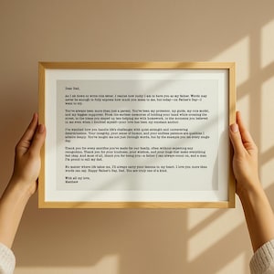 Impresión de carta personalizada para papá - Regalo personalizado para el Día del Padre - Mensaje escrito a mano enmarcado - Regalo de cumpleaños para papá - Regalo sentimental para papá