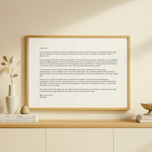 Carta personalizada para papá en tela impresa con marco - Regalo personalizado para el Día del Padre de hija e hijo - Regalo sincero para papá - Gracias papá