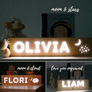 Night Light with Stars & Moon Custom Baby/Toddler Night Lamp Personalized Baby Gift Nursery Light with Name Baby Room Decor Ideas image 6