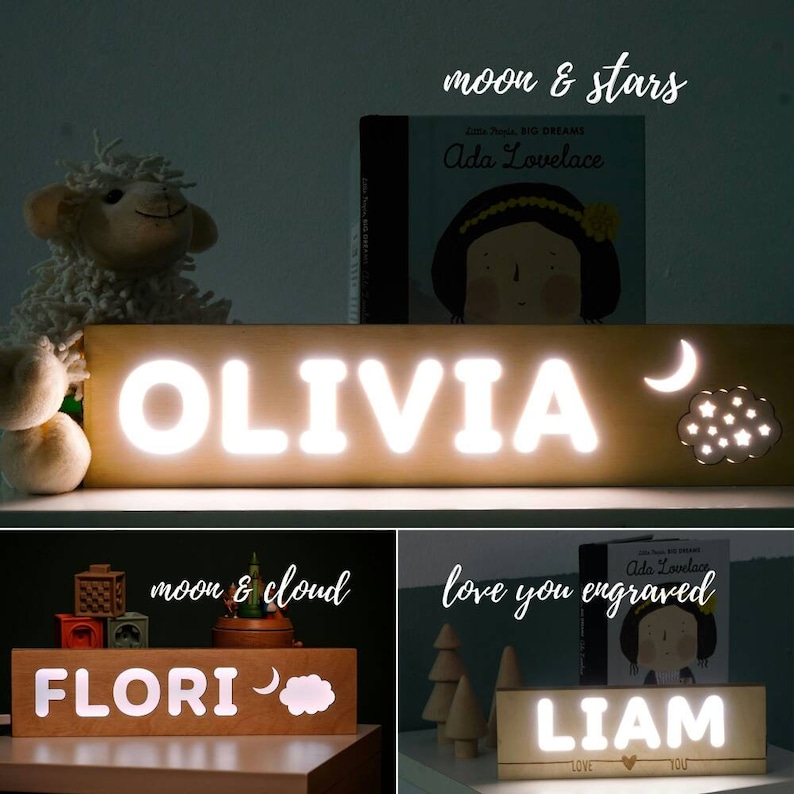 Personalized Baby Girl Gift First Birthday Keepsake Gift Baby Night Light Custom Night Light with Name Baby Boy Gift Personalized image 6