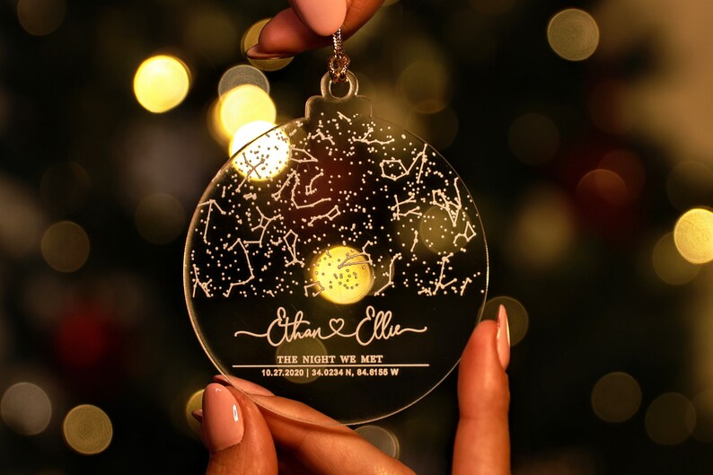 Custom Constellation Star Map Ornament Personalized Anniversary Couple