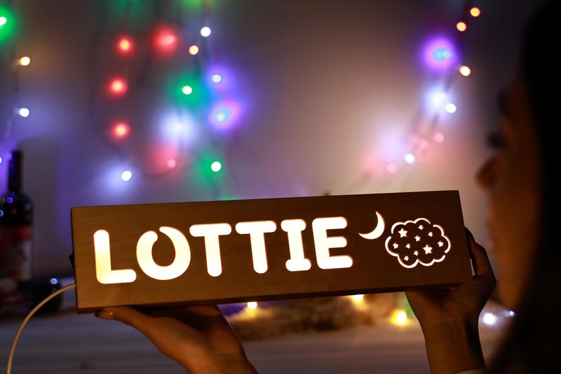 Night Light with Stars & Moon - Custom Baby/Toddler Night Lamp - Personalized Baby Gift - Nursery Light with Name - Baby Room Decor Ideas - Christmas- Gift for Mom - Gift for Dad - gift for wife - gift for husband  - gift for kids - unique birthday