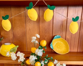 Lemon Garland / Handmade / Lemon Bunting / Summer Decor / Felt Decor