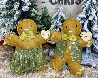 Personalised Gingerbread Man And Gingerbread Lady / Christmas Decorations / Table Places / Personalised Christmas Gift / Favour Gift