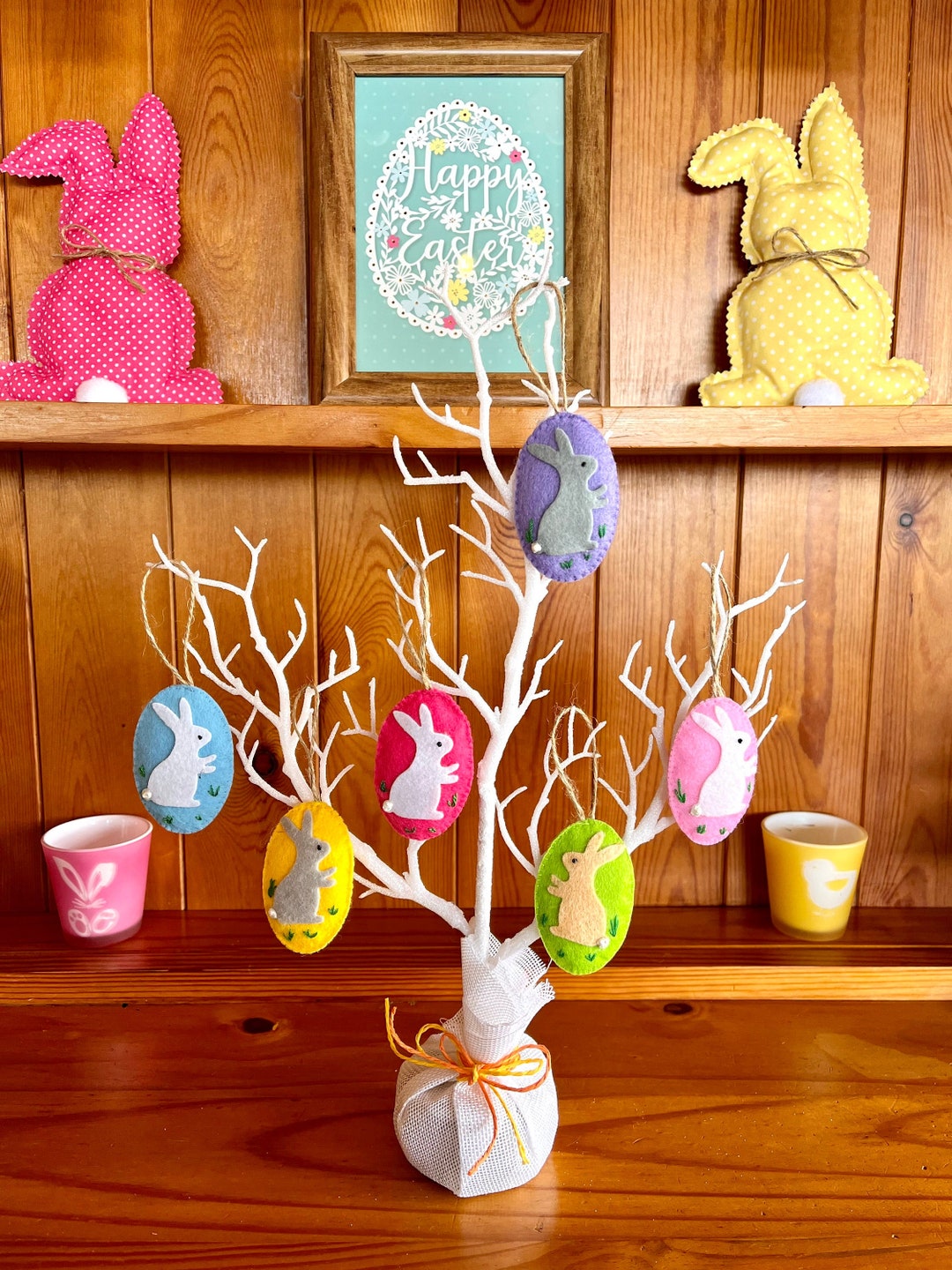 Easter Tree Felt Hangers Set of 6/ Easter Decor /easter Tree Decor