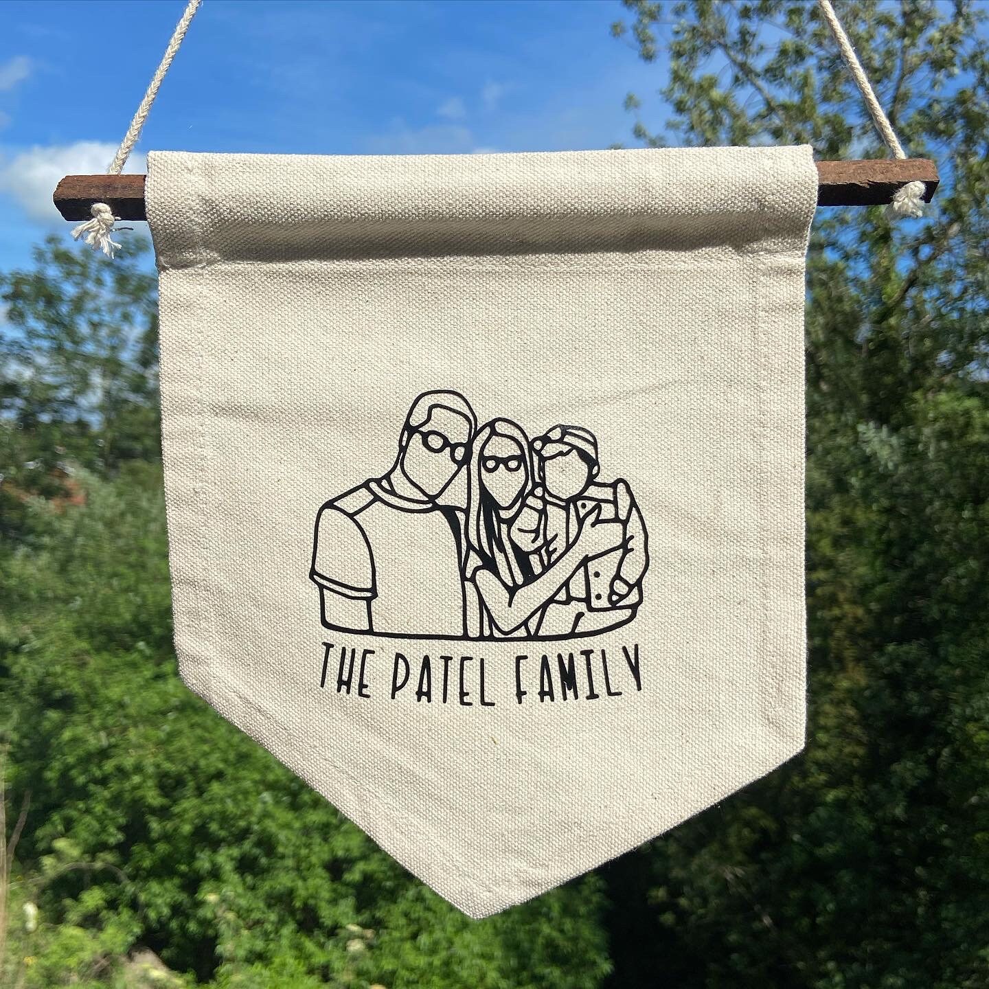 Family Portrait Flag/Personalised/Hand Drawn/Home | Etsy