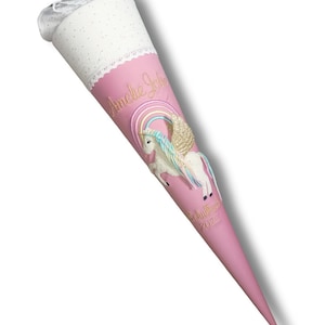 Schultüte "Einhorn Pegasus" mit Namen bestickt aus Stoff