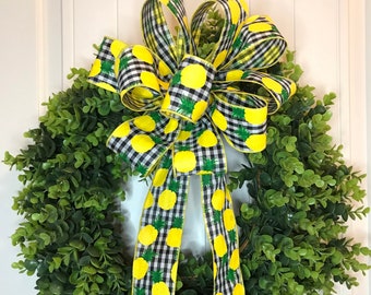 Pineapple Wreath Bows, Summer, Spring, Buffalo, Plaid, Bow for Porch Planters, Lanterns, Vase, Mailbox, Front Door Letter, Seasonal Bows