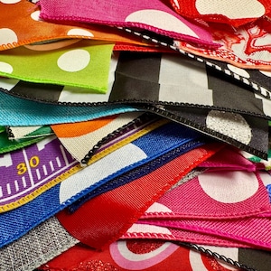 Variety Ribbon Scrap Bags, Scrap Ribbons, Ribbon Scrap Bags, Assorted Grab Bags, Bundle of Ribbons