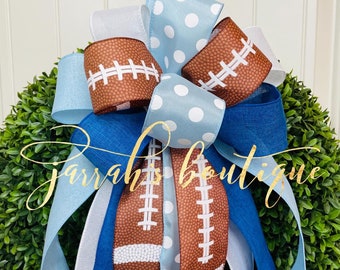 Carolina Wreath Bow, Blue and White Wreath Bow, Wreath Bows, Mailbox Bow, UNC Wreath, Carolina Tarheels Wreath Bow, Sports Theme Bows