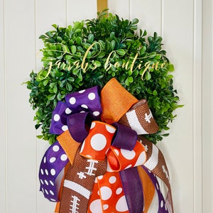 Clemson Inspired Wreath Bow, Purple and Orange Wreath Bow, Wreath Bows, Clemson Wreath, Clemson Tigers Wreath Bow, Sports Theme Bows