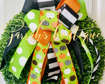Fall Bow, Fall Wreath Bow, Fall Lantern Bow, Pumpkin Bow, Thanksgiving Bow, Halloween Bow, Pumpkin Bow, Door Hanger Bow, Fall Wreath Bow