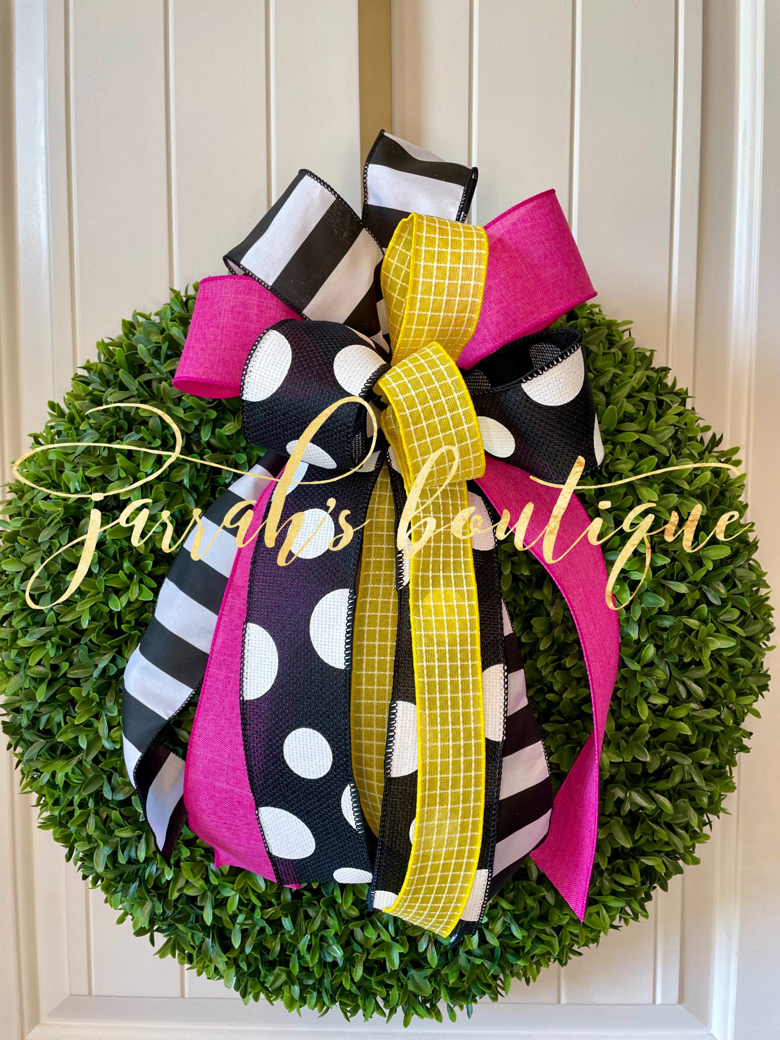 Spring, Summer Bows for Wreaths, Wreath Bows, Lanterns, Flag Holders, Home Decor, Letters, Mailboxes, Black & White, Harlequin Diamond