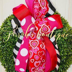 Valentinstag Kranz Schleife, wunderliche Valentinstag Schleife, Valentine Swag Schleife, Rot Rosa Herzen, Valentinstag, Valentine Schleifen, Valentinstag