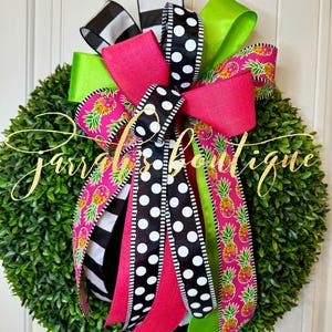 Pinepple Bow, Spring, Summer Bows for Wreaths, Wreath Bows, Lanterns, Flag Holders, Home Decor, Letters, Mailboxes, Spring Wreath Bow
