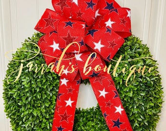 4th of July Bow, Patriotic Bow, USA Bow, Wreath Bow, July 4th Bow, Memorial Day. American Flag Bow, July 4th decorations, Summer Bow