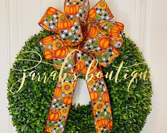 Fall Bow, Fall Wreath Bow, Fall Lantern Bow, Thanksgiving Bow, Sunflower Bow, Pumpkin Bow, Sunflower Wreath Bow, Fall Leaf Bow, Buffalo