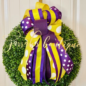 ECU Wreath Bow, Purple and Yellow Wreath Bow, Wreath Bows, Mailbox Bow, East Carolina Wreath Bow, Pirates Wreath Bow, Sports Theme Bows