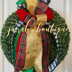 Christmas Wreath Bow, Christmas Lantern Bow, Red Velvet Bow, Winter Wreath Bow, Door Hanger Bow, Fall Wreath Bow, Harlequin Wreath Bow