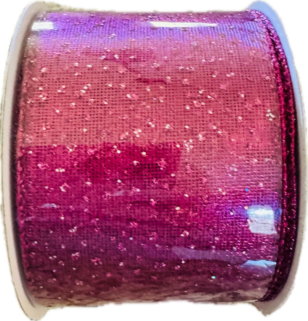 Pink Shiny Ribbon Pink Glitter Wire Ribbon, Pink Ribbon, 2.5