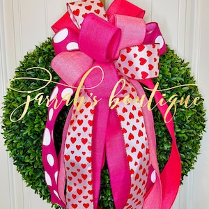 Valentinstag Kranz Schleife, wunderliche Valentinstag Schleife, Valentine Swag Schleife, Rot Rosa Herzen, Valentinstag, Valentine Schleifen, Valentinstag