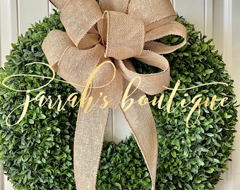 Burlap Bow, Fall Wreath Bow, Tan Bow, Rustic Bow, Farmhouse Wreath Bow, Lantern Bow, Beach Home Decor, Mailbox Bow, Burlap Wreath Bow,