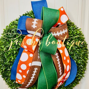 Florida Gators Wreath Bow, Blue and Green Wreath Bow, Wreath Bows, Mailbox Bow, Gators Wreath, Florida Wreath Bow, Sports Theme Bows