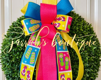 Coastal Wreath Bow, Beach Bow, Beach Bows for Wreath, Summer Bow, Beach Decor, Beach Wreath, Coastal, Ocean Decor, Sand, Beachy