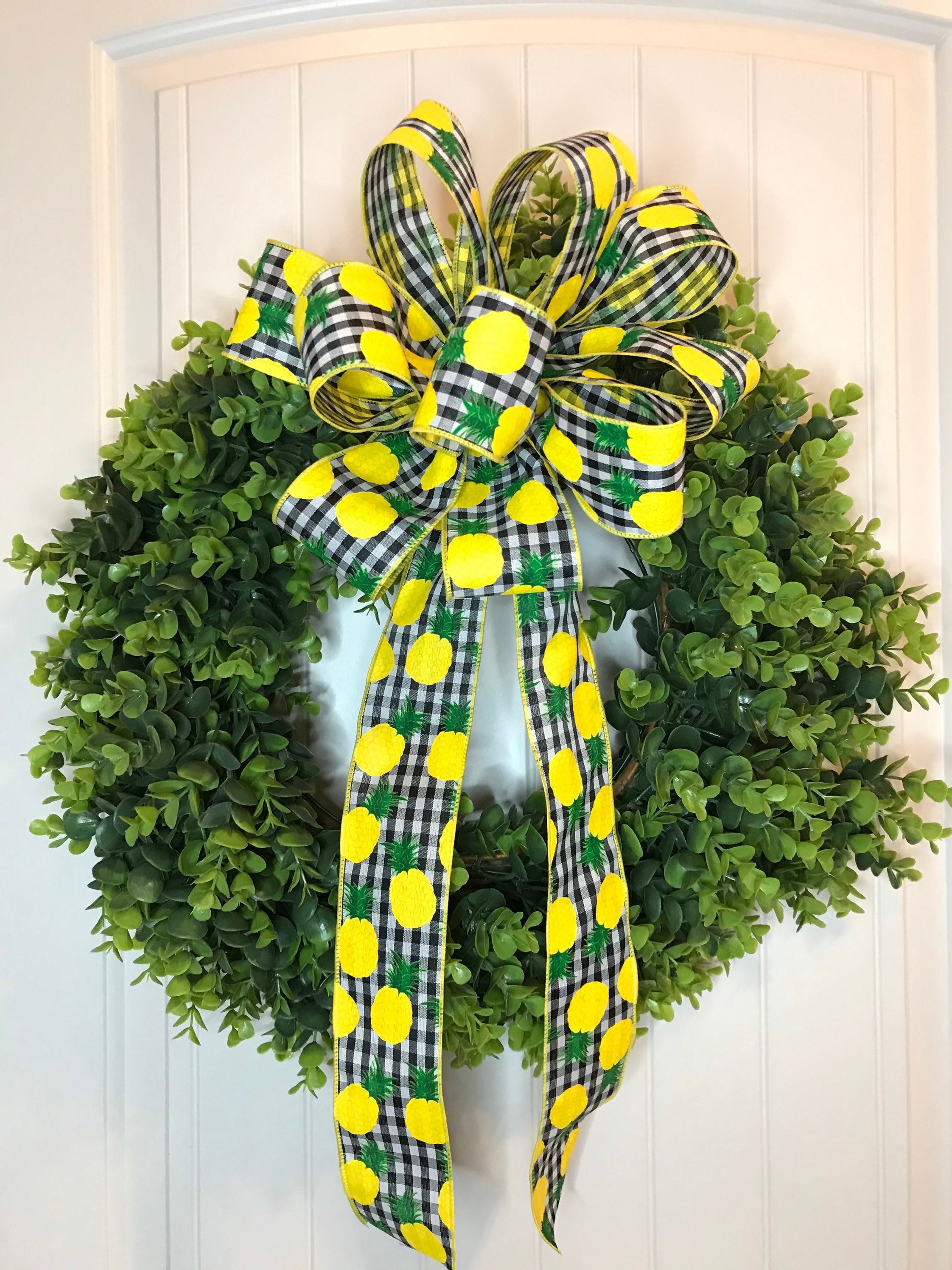 Pineapple Wreath Bows, Summer, Spring, Buffalo, Plaid, Bow for Porch Planters, Lanterns, Vase, Mailbox, Front Door Letter, Seasonal Bows