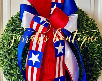 4th of July Bow, Patriotic Bow, USA Bow, Wreath Bow, Summer Bow, Labor Day Bow, American Flag Bows, July 4th, Independence Day Bow, Memorial