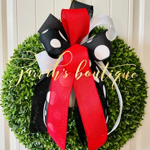 Red, Black & White Wreath Bow, NC State Bow, Wreath Bows, College Inspired Bow, NC State Wreath Bow, Wolfpack Wreath Bow, Sports Theme Bows