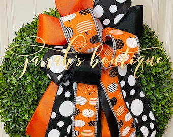 Fall Bow, Fall Wreath Bow, Fall Lantern Bow, Pumpkin Bow, Thanksgiving Bow, Halloween Bow, Pumpkin Bow, Door Hanger Bow, Fall Wreath Bow