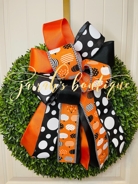 Fall Bow, Fall Wreath Bow, Fall Lantern Bow, Pumpkin Bow, Thanksgiving Bow, Halloween Bow, Pumpkin Bow, Door Hanger Bow, Fall Wreath Bow
