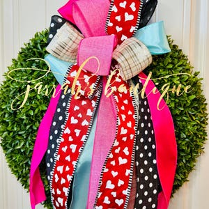 Valentinstag Kranz Schleife, wunderliche Valentinstag Schleife, Valentine Swag Schleife, Rot Rosa Herzen, Valentinstag, Valentine Schleifen, Valentinstag