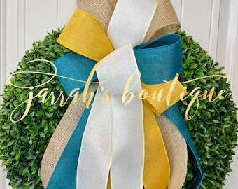 Coastal Wreath Bow, Nautical Wreath Bow, Beach Bows for Wreath, Flag, Spring, Beach Decor, Lanterns, Ocean Decor, Beach Wreath, Anchor