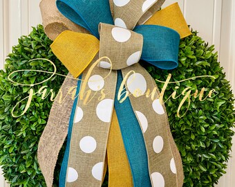 Coastal Wreath Bow, Nautical Wreath Bow, Beach Bows for Wreath, Flag, Spring, Beach Decor, Lanterns, Ocean Decor, Beach Wreath, Anchor