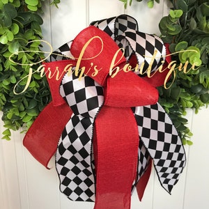 Christmas Wreath Bow, Fall Wreath Bow, Fall Lantern Bow, Christmas Bow, Wreath Bow, Door Hanger Bow, Fall Wreath Bow, Harlequin Wreath Bow